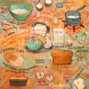 Bread Recipe painting by Jen Norton
