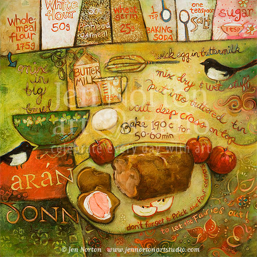 Irish Brown Bread Painting by Jen Norton