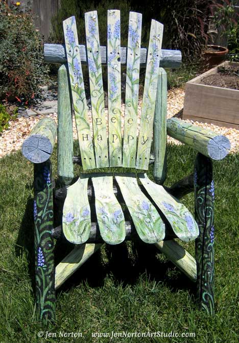 Lavendar and Bee Painted Chair by Jen Norton