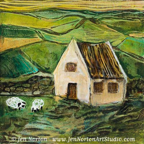 Irish Cottage painting by Jen Norton
