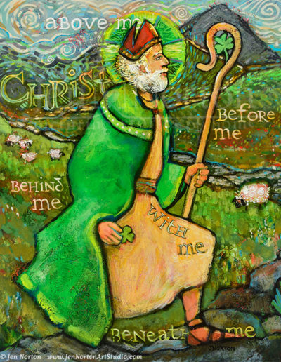 Painting of St. Patrick by Jen Norton.