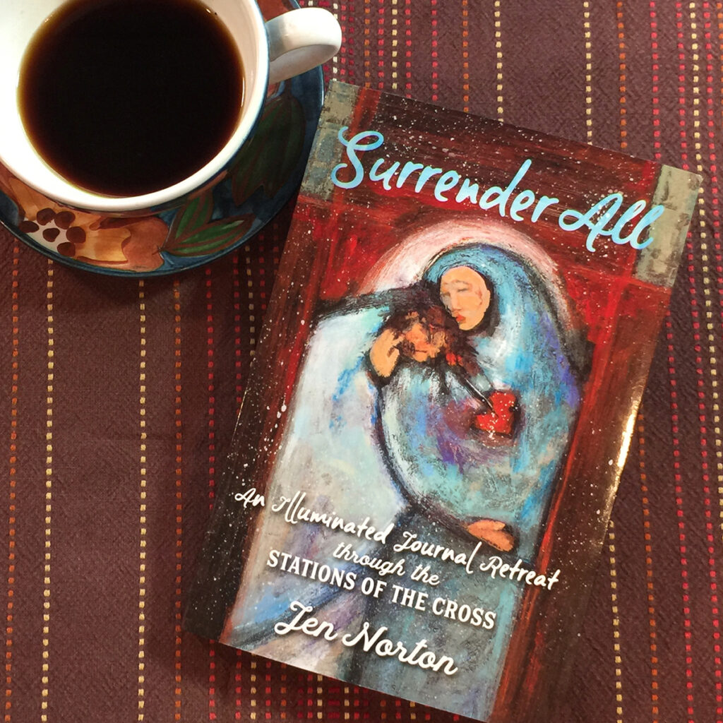 Surrender All book by Jen Norton with coffee up