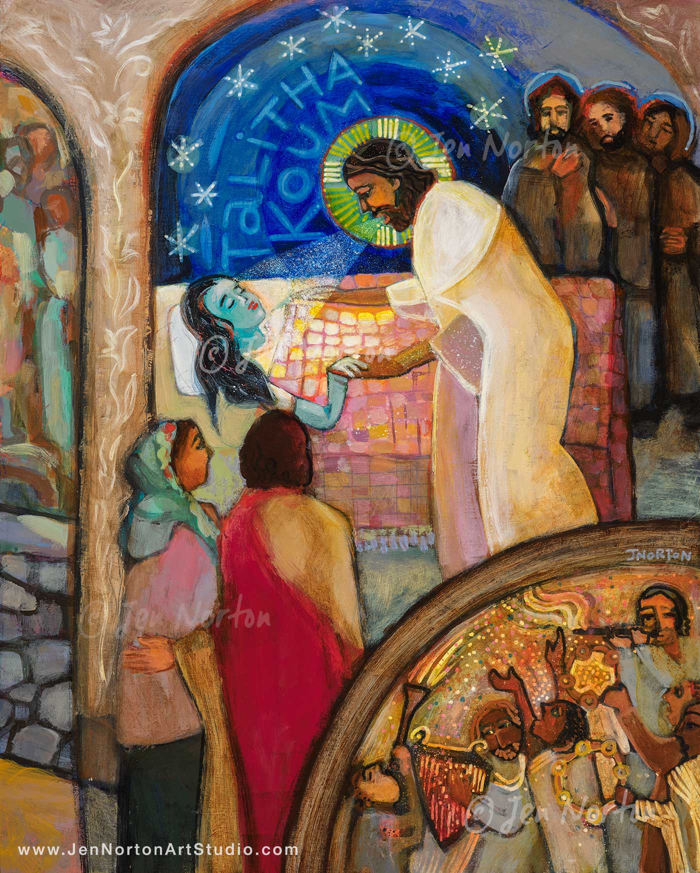 Artwork depicting "Talitha Koum" from Mark 5, by Jen Norton