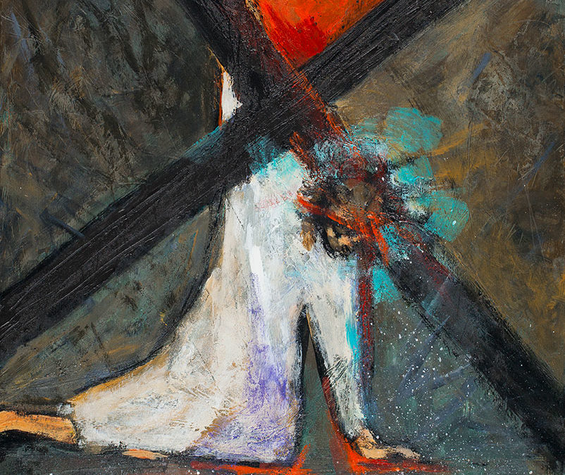 Jesus falls the first time, art by Jen Norton