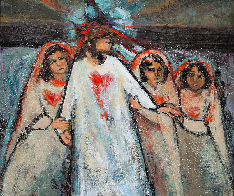 Jesus meets the women of Jerusalem, artwork by Jen Norton