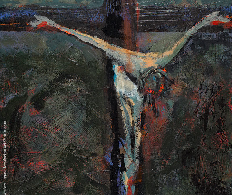 Jesus dies on the cross, artwork by Jen Norton